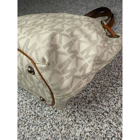 Michael Kors Jet Set Large Tote Bag Vanilla Cream Signature MK - Picture 6 of 12